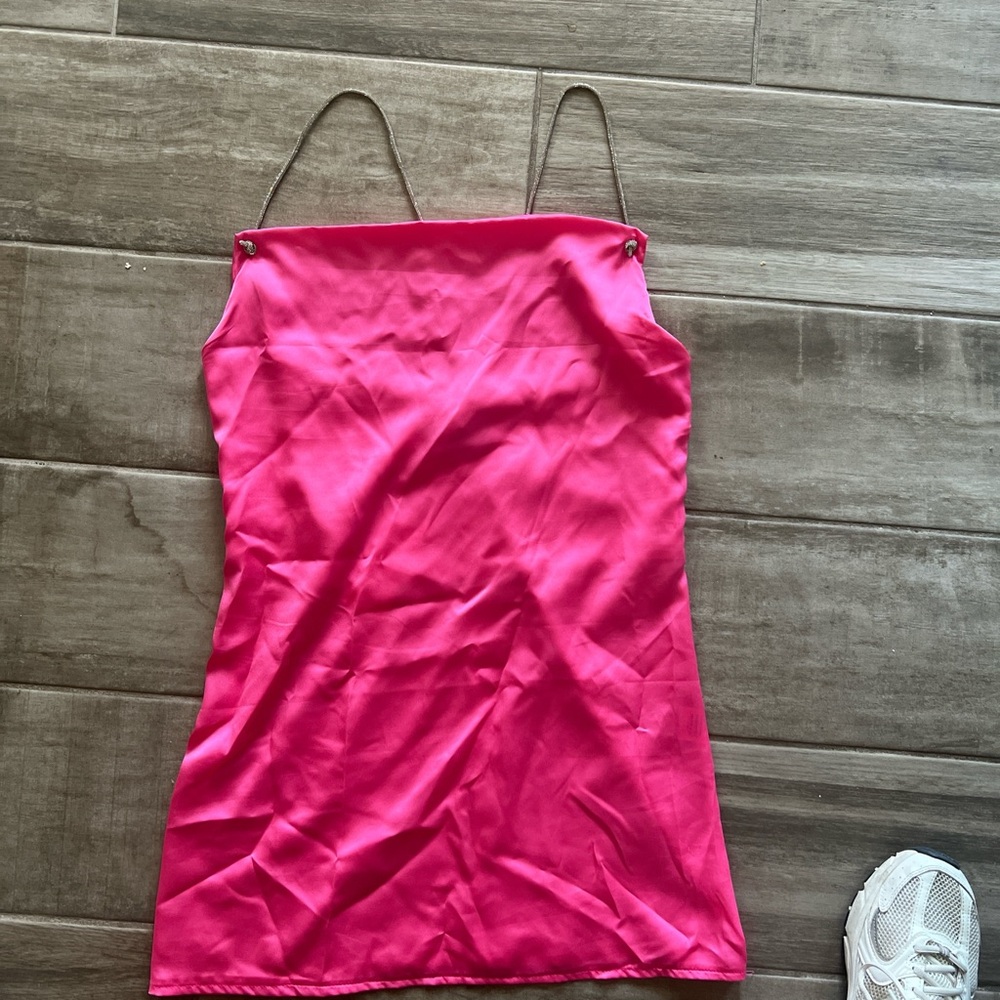 Elegant Pink Satin Slip Dress